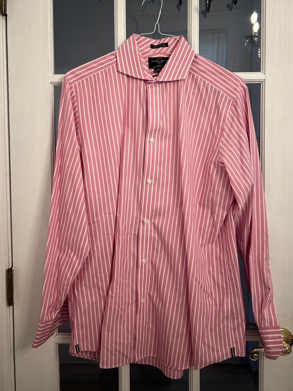 BLACK BROWN 1826 Mens Pink Striped Egyptian Cotton Long Sleeve Button Down Shirt